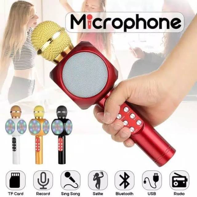 Mic bluetooth WS 1618  karaoke portable wireles