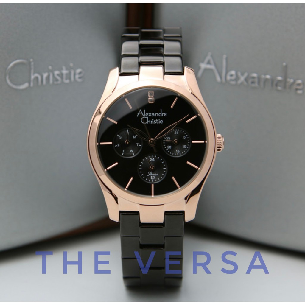 ALEXANDRE CHRISTIE AC 2910 BLACK ROSEGOLD Jam Wanita Original