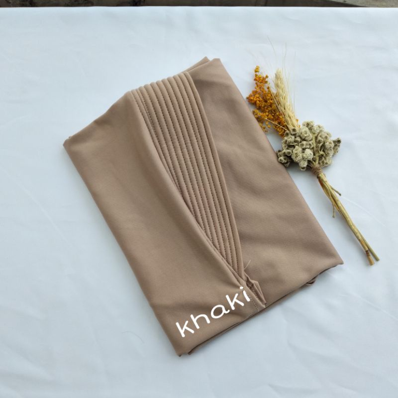 Hijab Bergo Spandek Jersey Menutup Dada/Hijab Instan Bergo Hamidah/Hijab Sport-Khaki