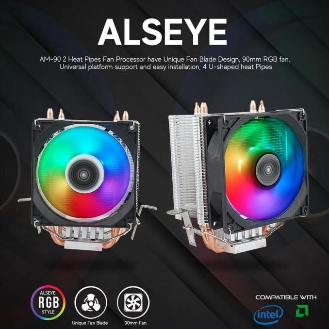 Jual Alseye Am90 Fan Processor Cpu Cooler Gaming Heatsink 4 Pipe Rgb Shopee Indonesia