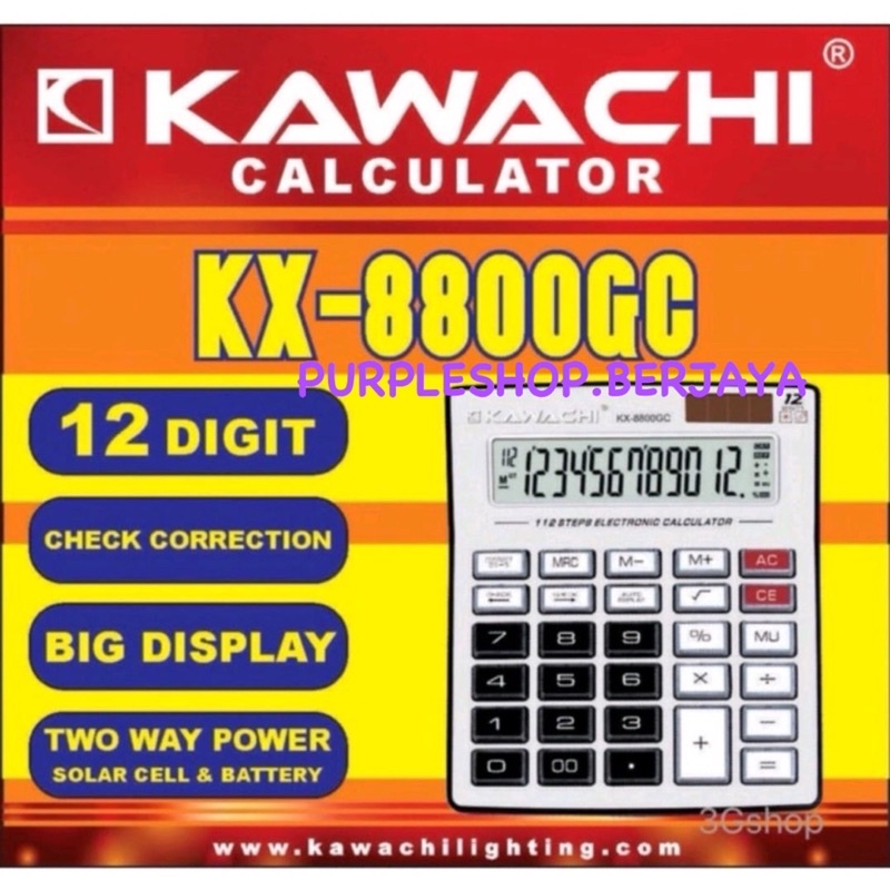 

Kawachi Kalkulator 12 Digit KX 8800 BIG DISPLAY