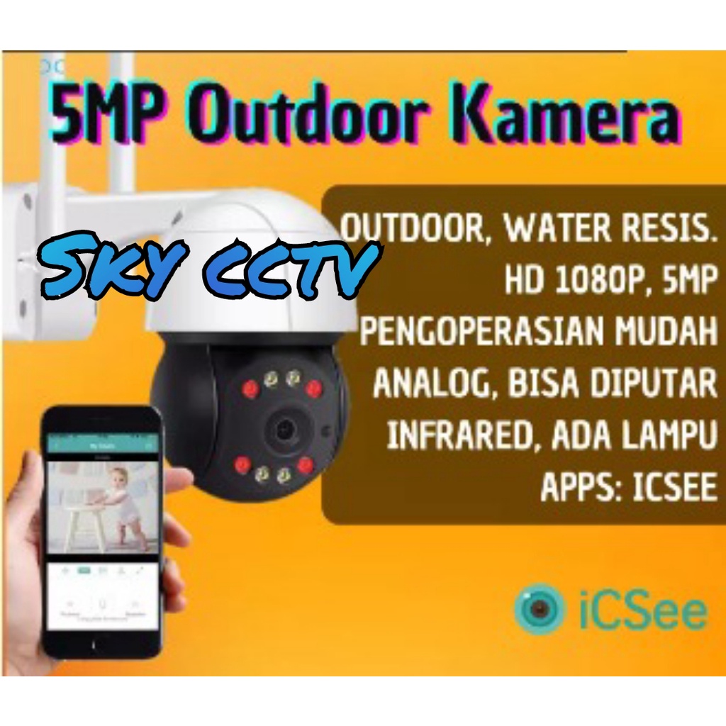 CCTV IP CAMERA 5MP ICSEE ONVIF OUTDOOR WIRELESS 1080P