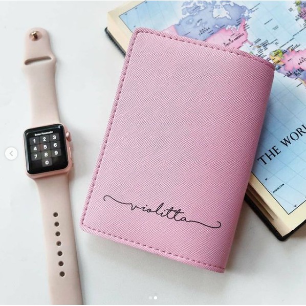 Cover Passport KAWS Pink Custom Nama Lucu Sampul Paspor Kado Unik