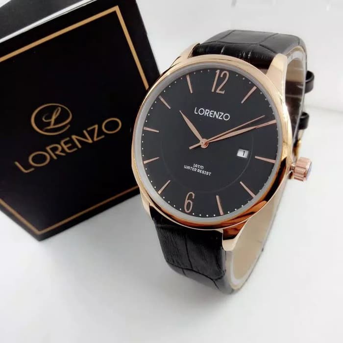 Harga Promo Jam Tangan Pria Lorenzo Original Tali Kulit Premium HW129