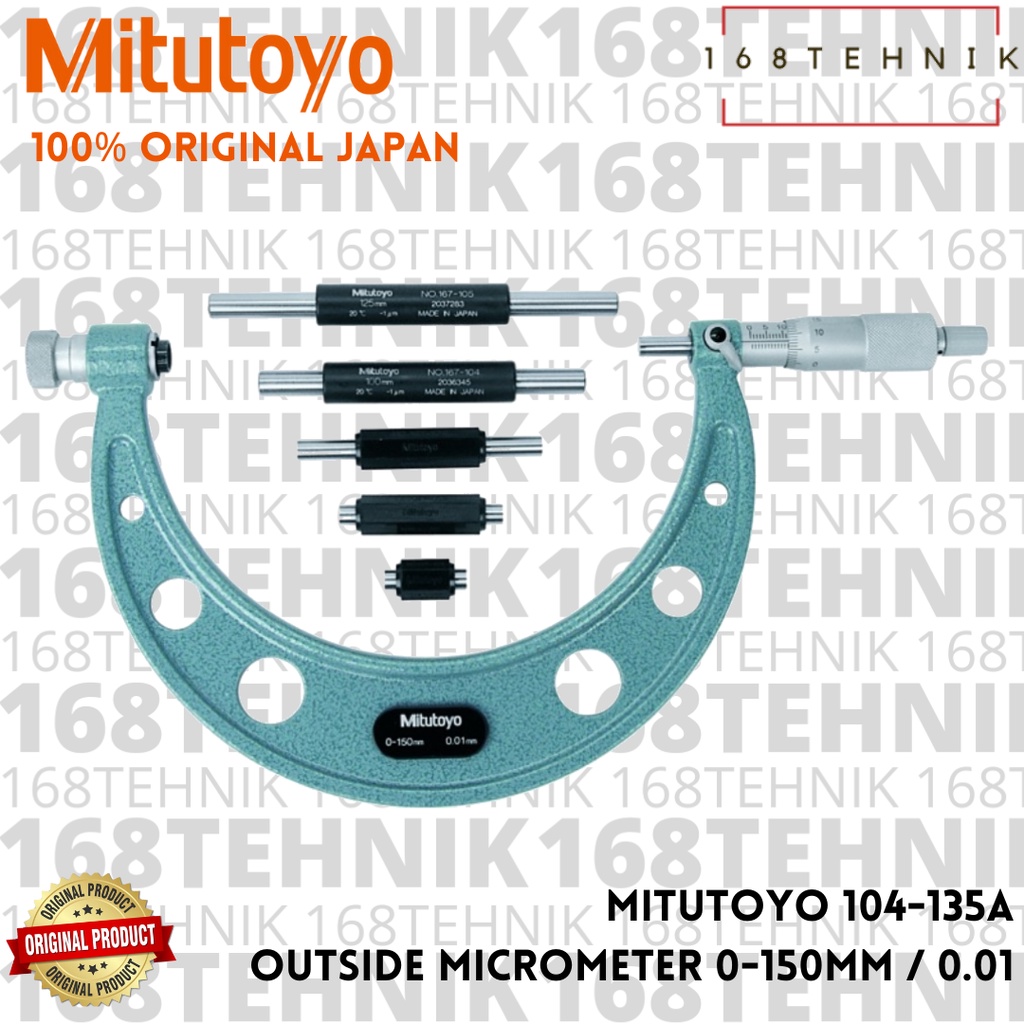 Jual MITUTOYO 104135A Outside Micrometer 0150 / 0.01mm Mikrometer
