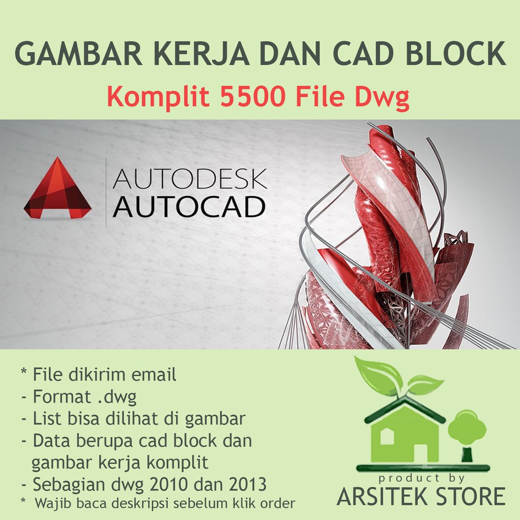 Gambar Kerja Dan CAD BLOCK Komplit 5500 File Dwg | Shopee Indonesia