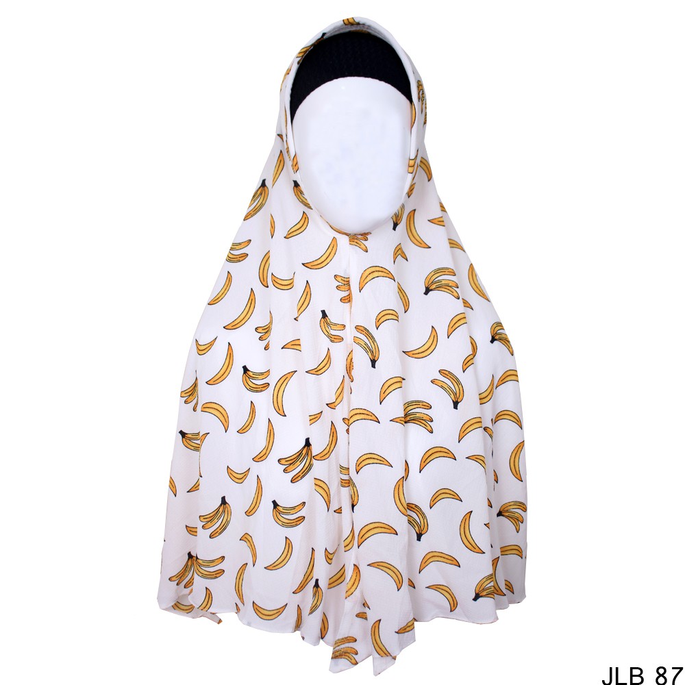 Kerudung Motif Banana Bubble Pop Putih - JLB 87