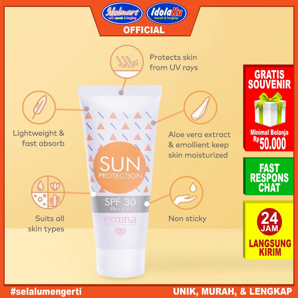 IDOLAKU EMINA Sun Protection SPF 30 Ukuran 60ml / EMINA Sunblock