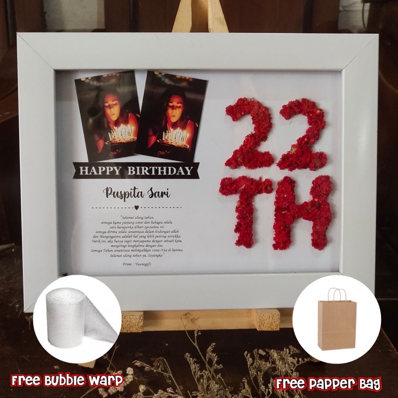 

Kado Ulang Tahun Dreied Flower angka In Frame 2D | Kado Aniv | Kado Spesial