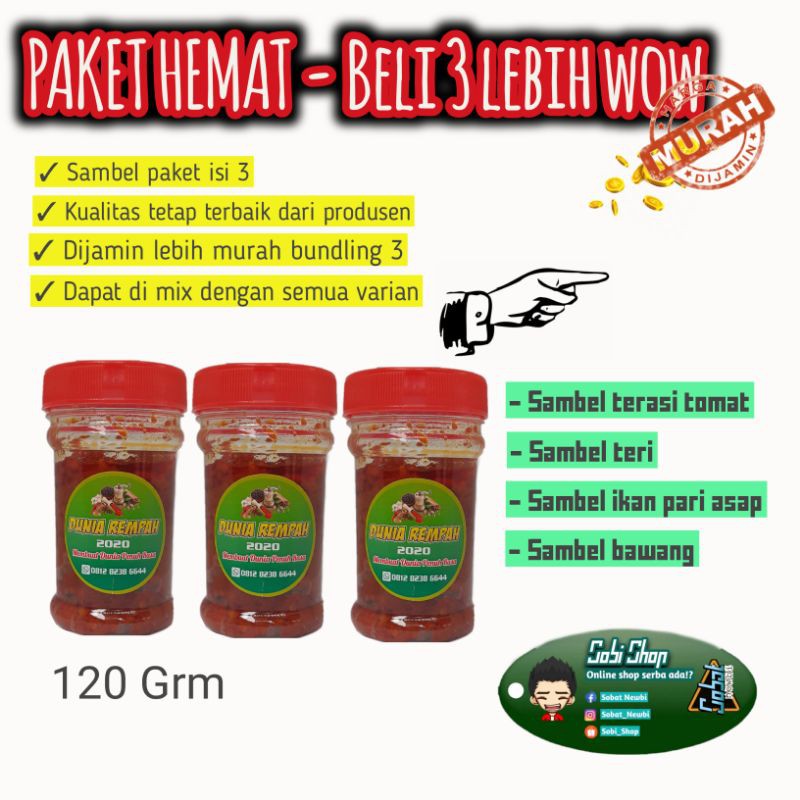 

PAKET HEMAT sambel khas Indonesia | 3 sambel | sobi food