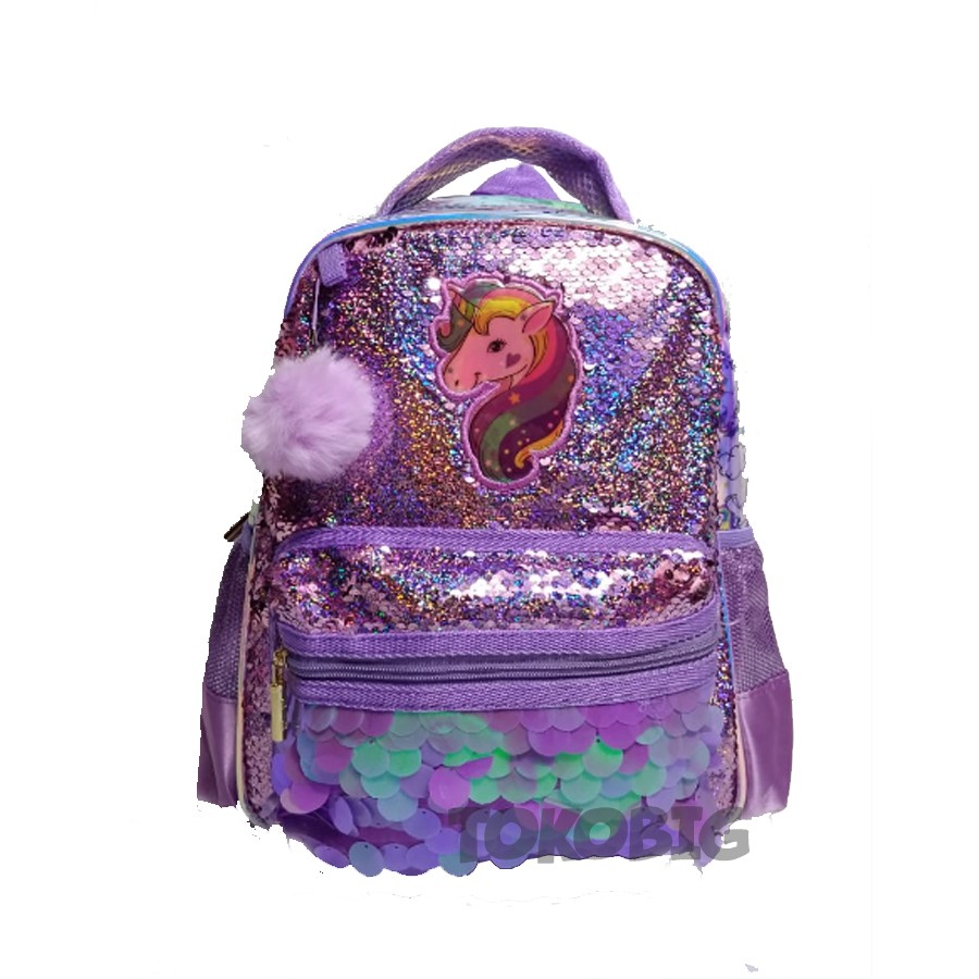 Tas Backpack Sequin &amp; Hologram Tas Sekolah TK Anak Perempuan