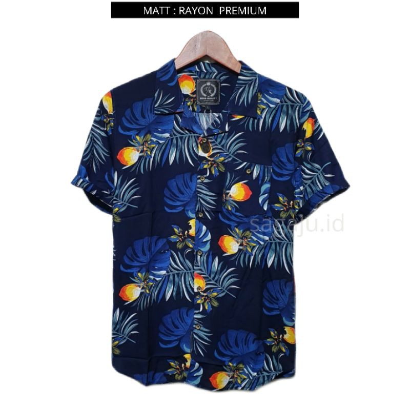 KEMEJA PANTAI CASUAL PRIA WANITA LENGAN PENDEK MOTIF BUNGA #5
