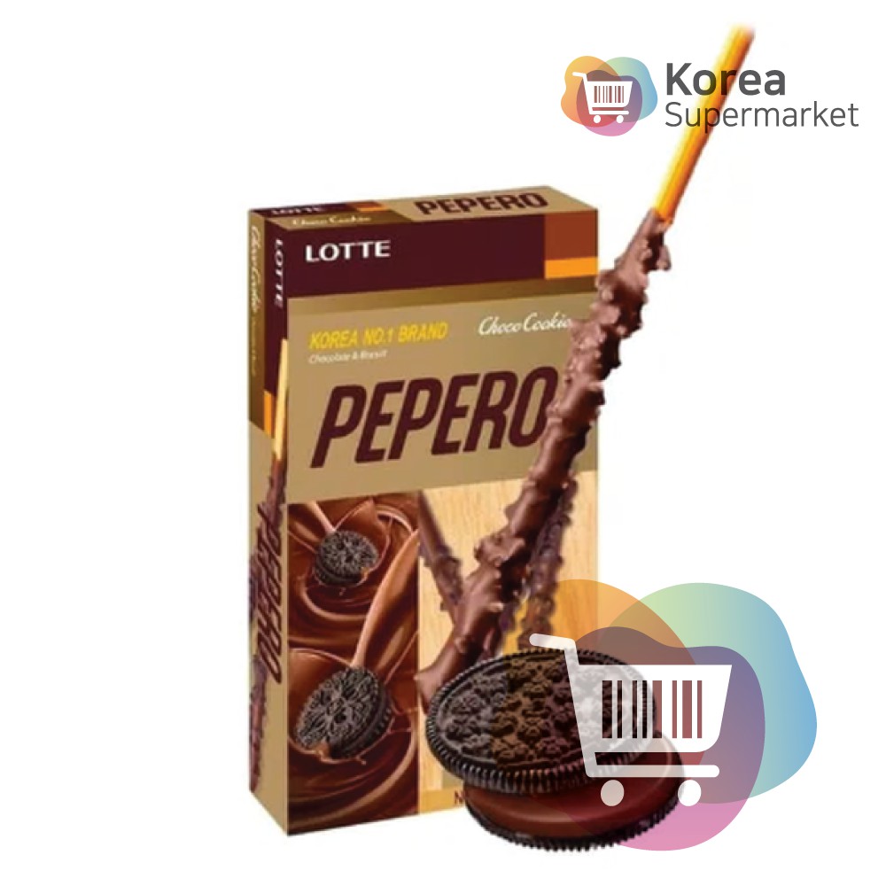 Lotte Choco Cookie Pepero 32g/Biskuit Coklat Rasa Coklat Cookies Asli Korea