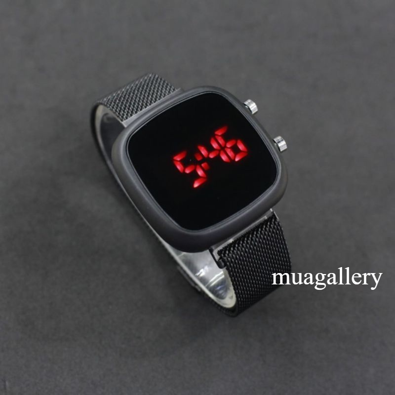 Jam Tangan LED Digital Oval Mesh Strap pasir magnet / jam LED Digital watch / jam tangan wanita pria LED watch