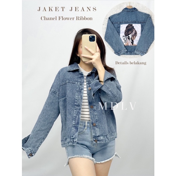 MDLV ~ Jaket Jeans Chanel Flower Ribbon Jeans Premium Jaket Jeans Import Good Quality Women Jeans Jaket Fashion Import