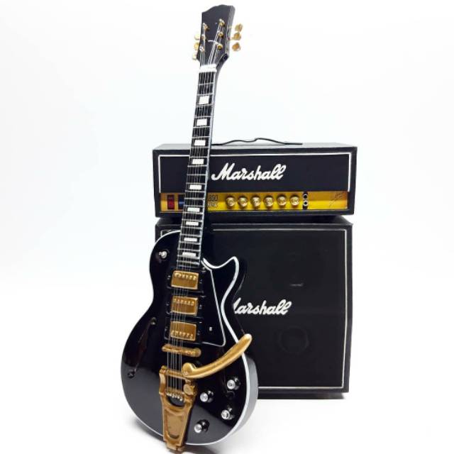 Miniatur gitar gibson lespaul plus mini ampli head cabinet gak bunyi