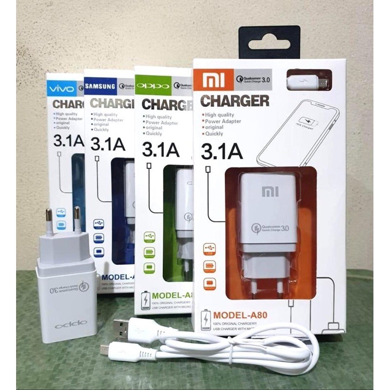 CHARGER BRANDED A80 3.1A QUALCOM PACKING IMPORT.