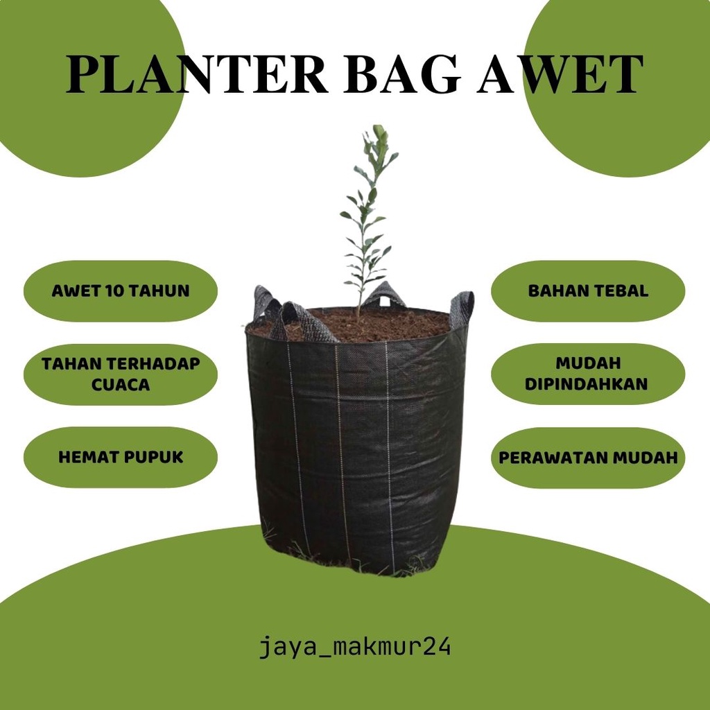 Planter Bag Hitam Tebal Awet 10 Tahun - Pot Terpal Tanaman Buah - Polybag
