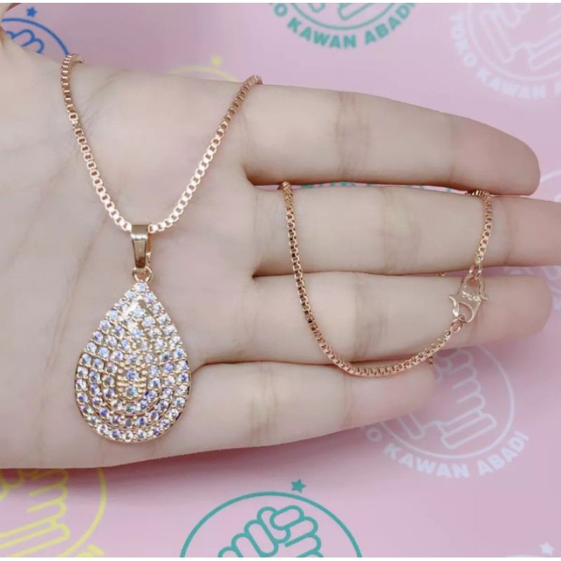 kalung wanita itali set liontin oval super mewah gold perhiasan wanita aksesoris fashion wanita