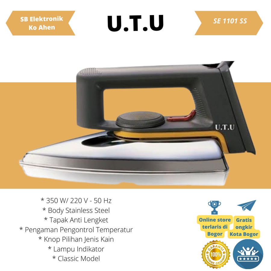 Setrika Gosokan UTU Dry Iron / Setrika Listrik Model Classic