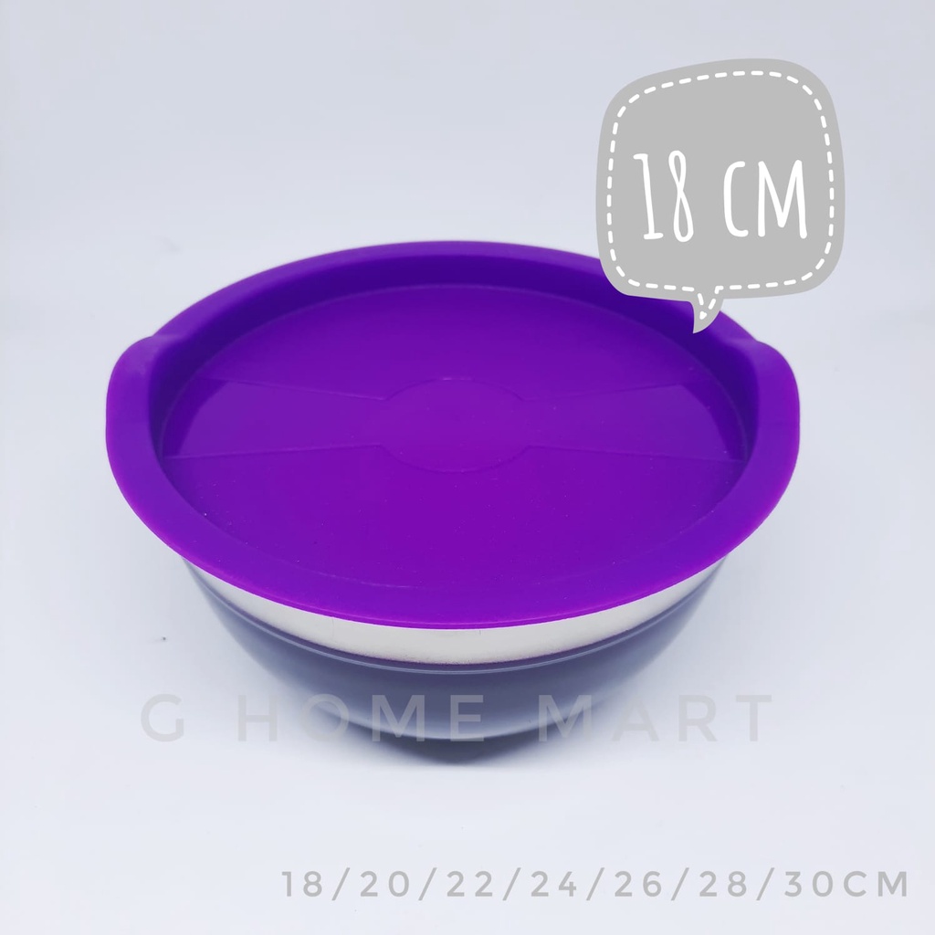 Mixing bowl dengan tutup 18cm purple