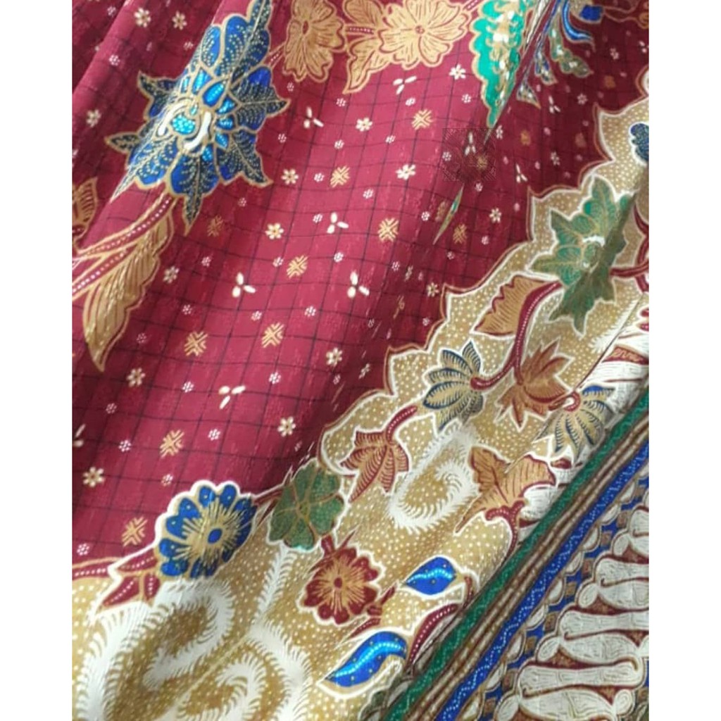 Kain Batik Sanwos Warna Merah Meteran