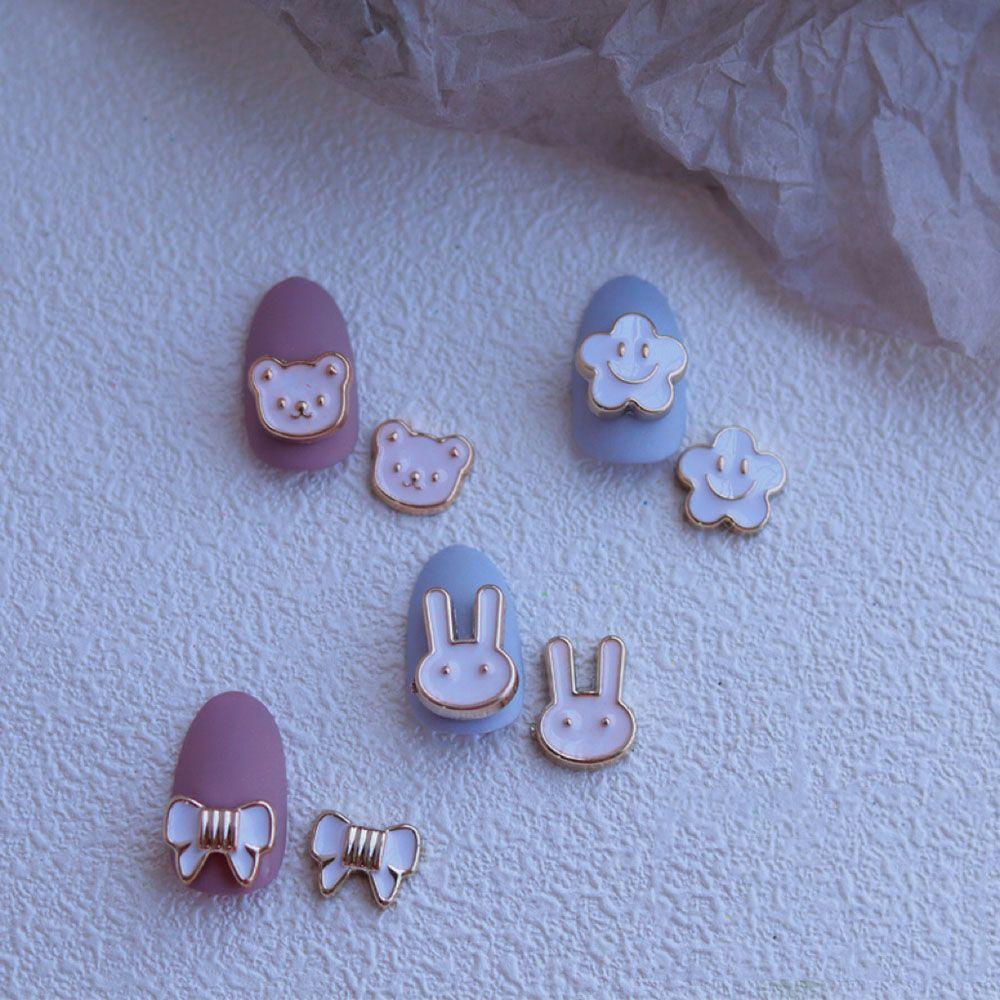 Augustina Nail Art Alloy Perhiasan Gaya Korea Kelinci Beruang Smiley Bunga DIY Alat Nail Art