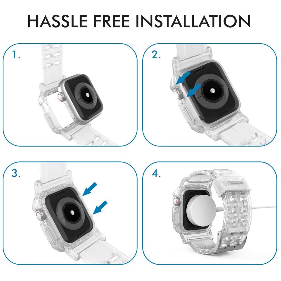 (tali + kasing, desain 2-in-1) tali transparan TPU lembut dengan kasing untuk Apple Watch 41/40/38mm 45/44/42mm Seri 8/7/SE/6/5/4/3/2/1