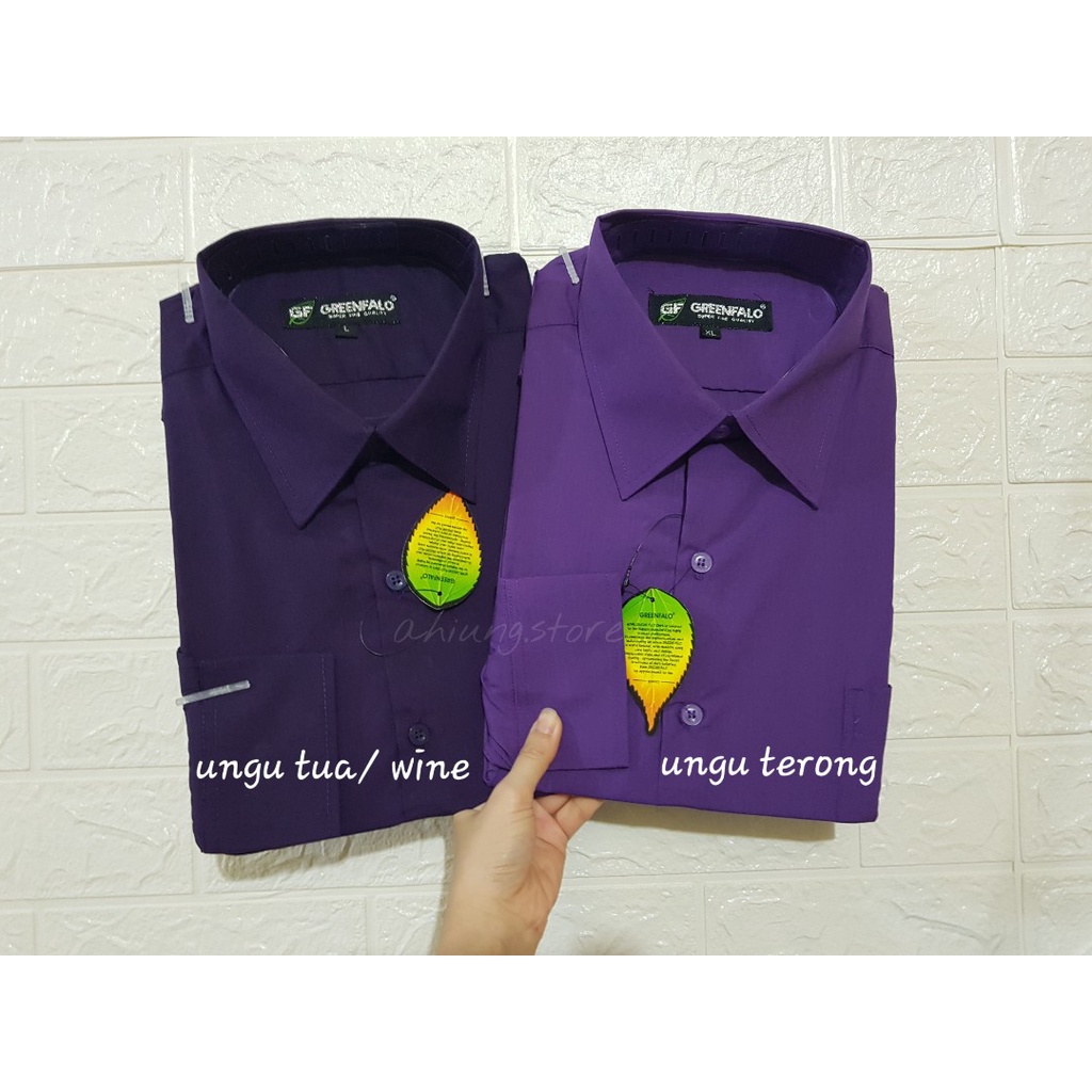 KEMEJA PRIA GREENFALO - KEMEJA POLOS LENGAN PANJANG PRIA WARNA UNGU TUA / UNGU TERONG / UNGU ANGGUR / UNGU VIOLET / UNGU BIRU / LAVENDER / UNGU LILAC / UNGU MUDA / UNGU PINK