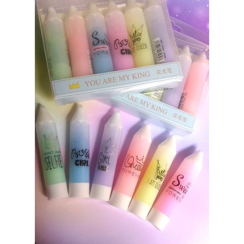 

Set Mini Stabilo / Highliter Lucu 6 Warna - Bentuk Pensil & Quotes