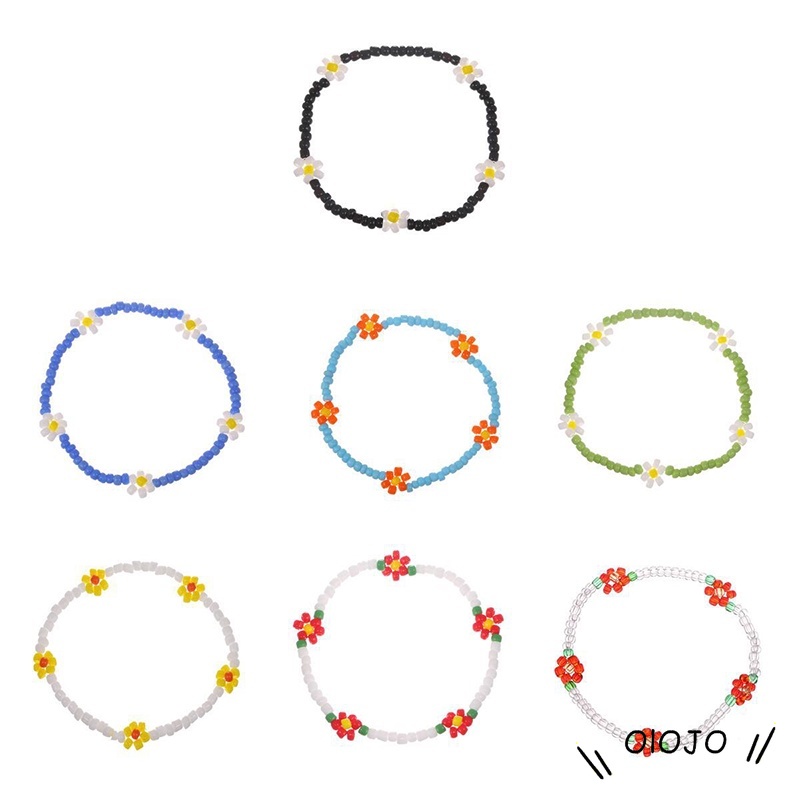 【COD】Fashion Tenunan Warna-warni Manik-manik Daisy Anklet / Gelang Beach Resort Style Accessories