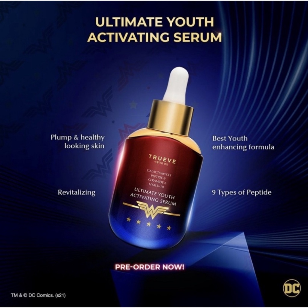 [ FREE GIFT ] TRUEVE X WONDER WOMAN - Luminous Dark Spot, Ultimate Drops, Acne Care, Youth Activating Serum 30ml