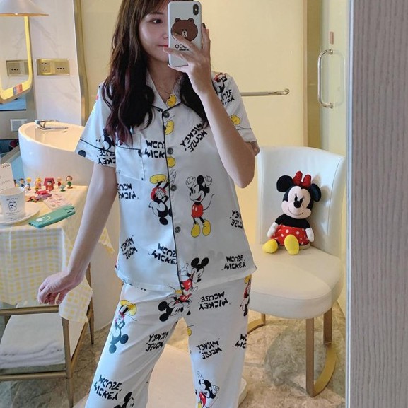 RYX - Mickey Streak Sleepwear Satu Set Baju Wanita Fashion Tidur  - Ori Import