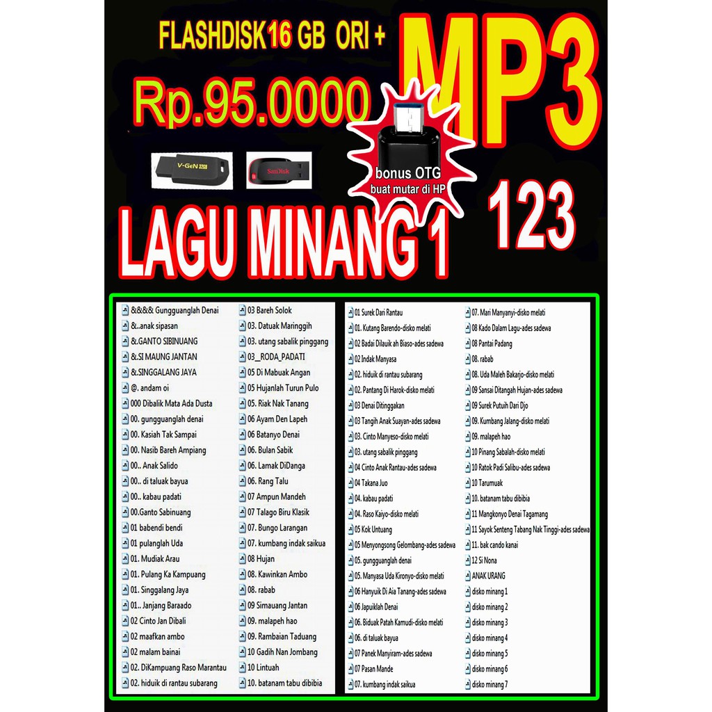 123. flashdisk isi lagu minang