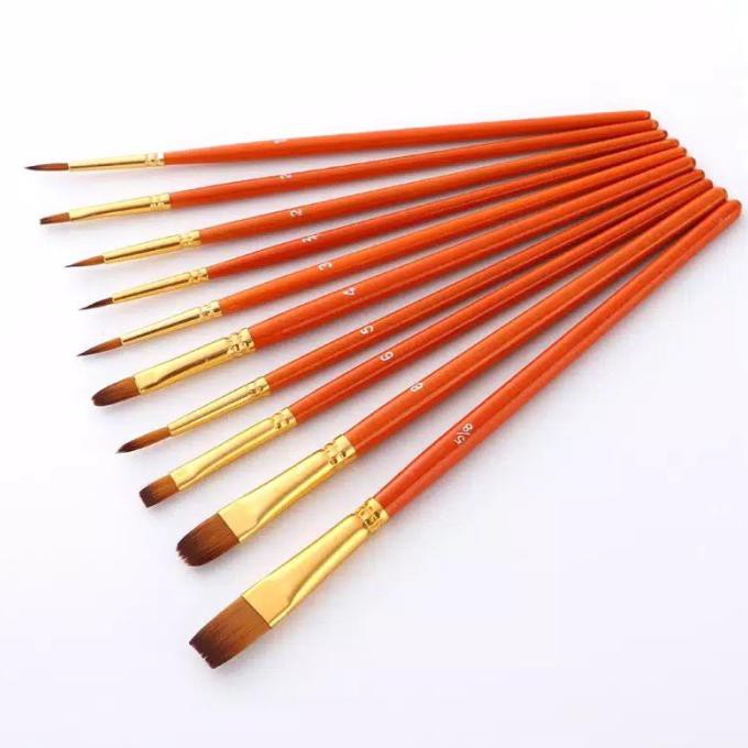 

TERMURAH Kuas Lukis Cat Air Akrilik Set Oil Paint Brush 10 pcs - Orange Kode 1445