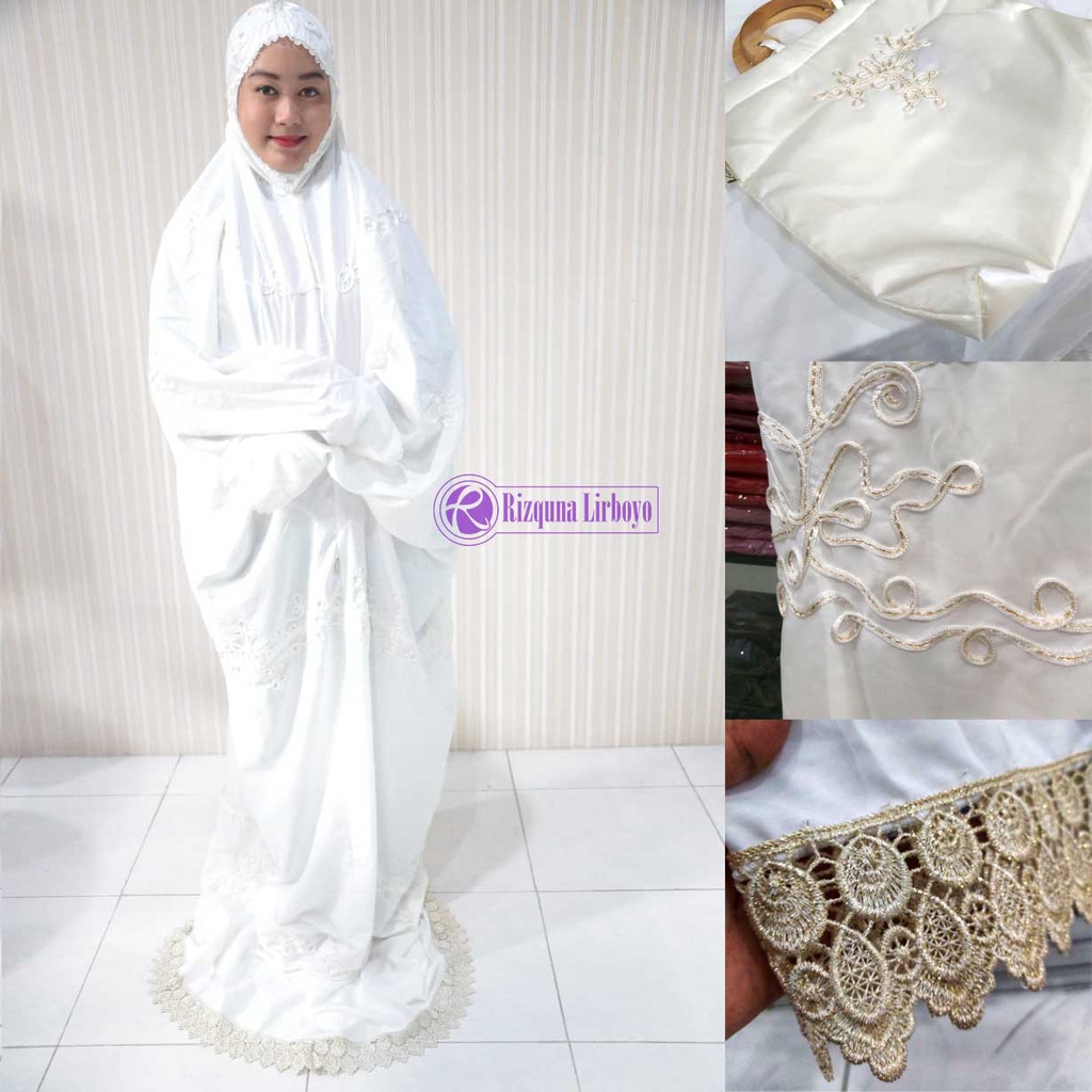 Mukena katun bordir perak & emas SAJIDAH
