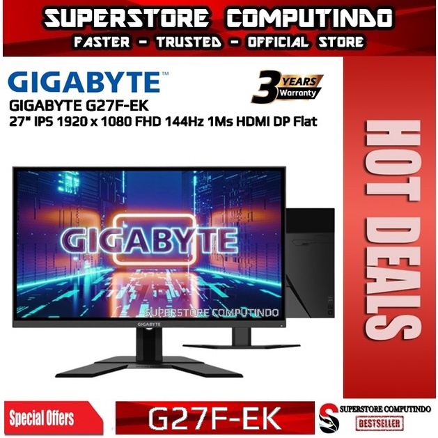 Monitor LED Gaming Gigabyte G27F EK 27&quot; IPS FLAT 144Hz 1Ms HDMI DP