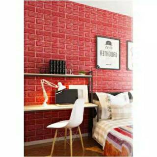 Wallfoam 3D  bersticker Motif  Bata  Merah Shopee Indonesia