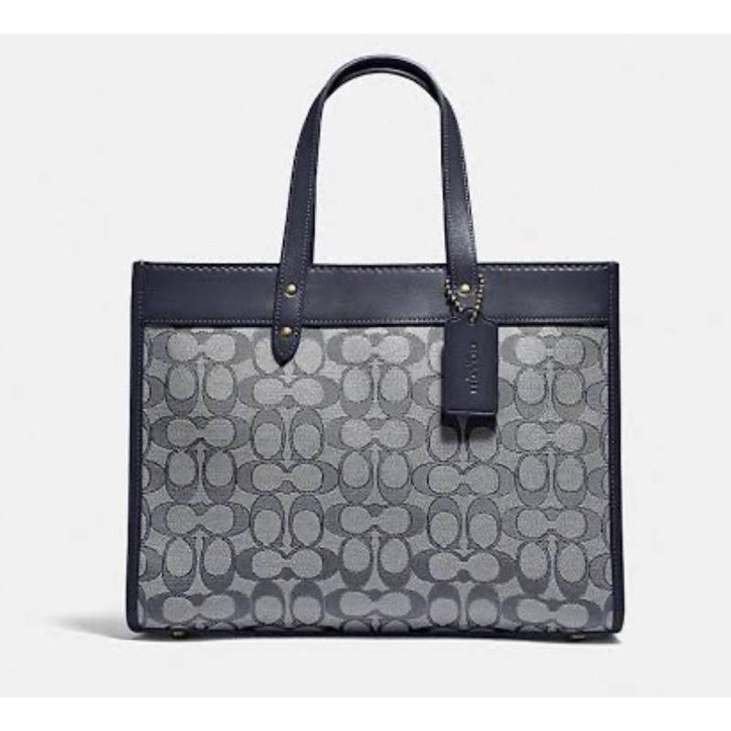 COACH Field Tote 30 In Signature Jacquard - Navy (C3282)