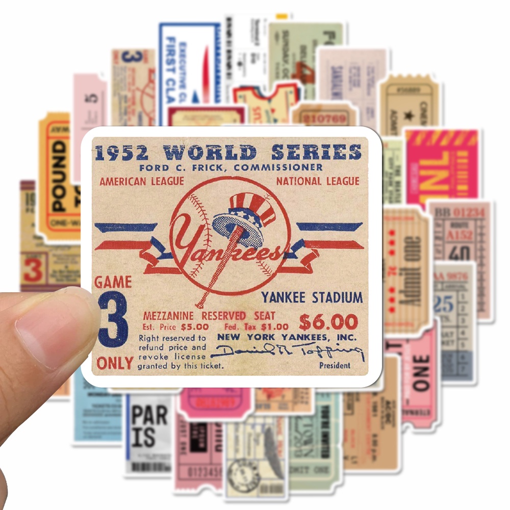 50pcs retro old ticket stubs art stickers decorative hand account stickers box computer waterproof stickers