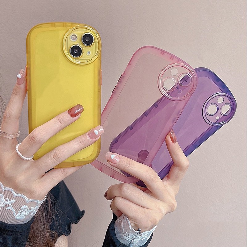 Lemon Kuning Permen Warna Airbag Seri Seri Sederhana Soft Case IPhone 11 12 13 Pro Max Wanita Bumper Cover Girl