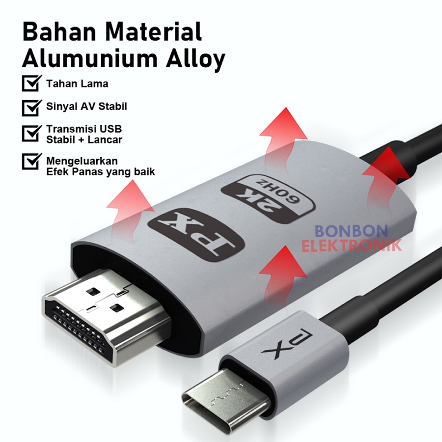 PX MHA-30C Kabel MHL USB Type C 3.1 to HDMI TV Converter 4K