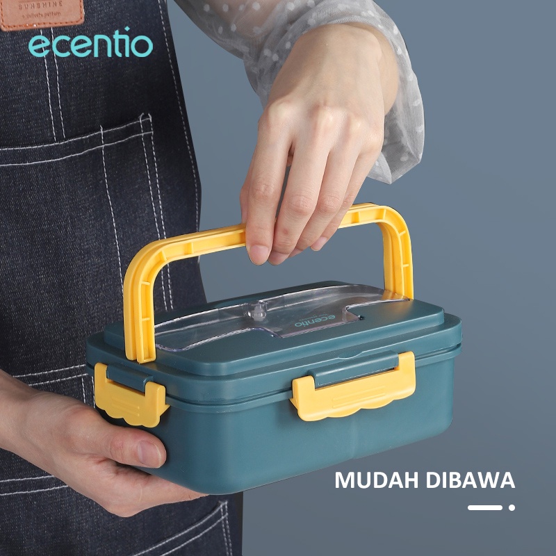 ecentio Kotak Makan Set Dengan Cangkir Sup Sendok Gratis Anti Tumpah Portable Berbahan kapasit besar