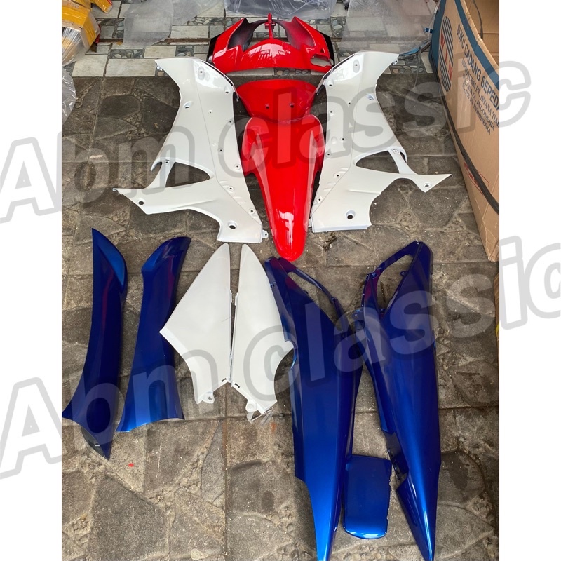 cover body bodi supra x 125 lama halus kasar full set bodi supra x 125 lama warna merah biru putih