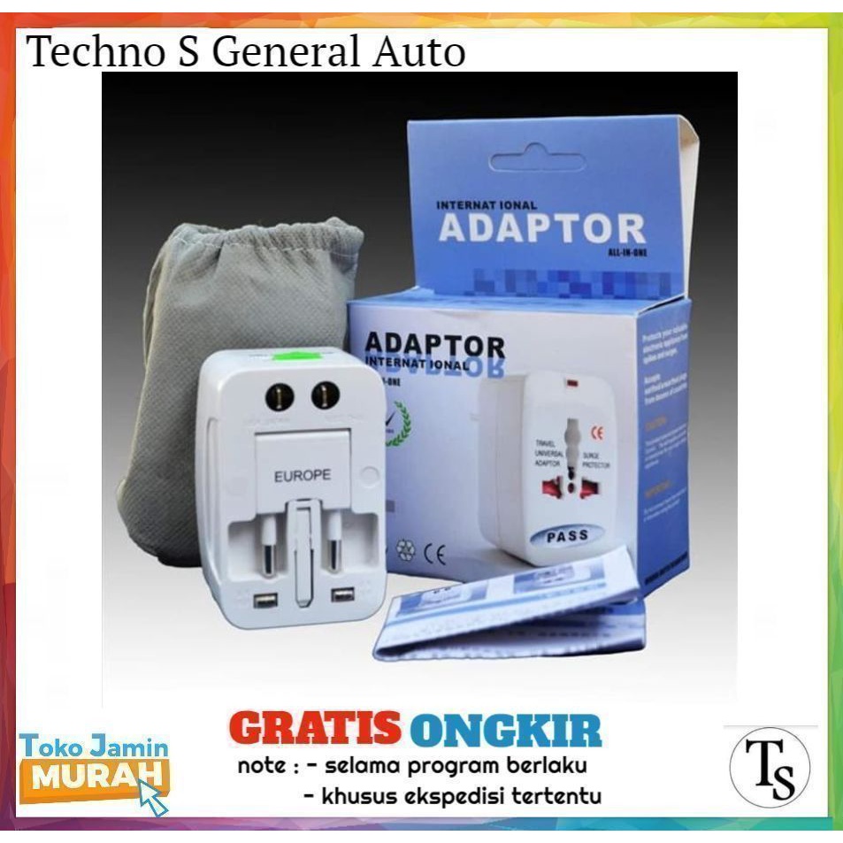 Steker Kaki 3 ke Kaki 2 Colokan kaki 3 Sambungan Listrik Multi