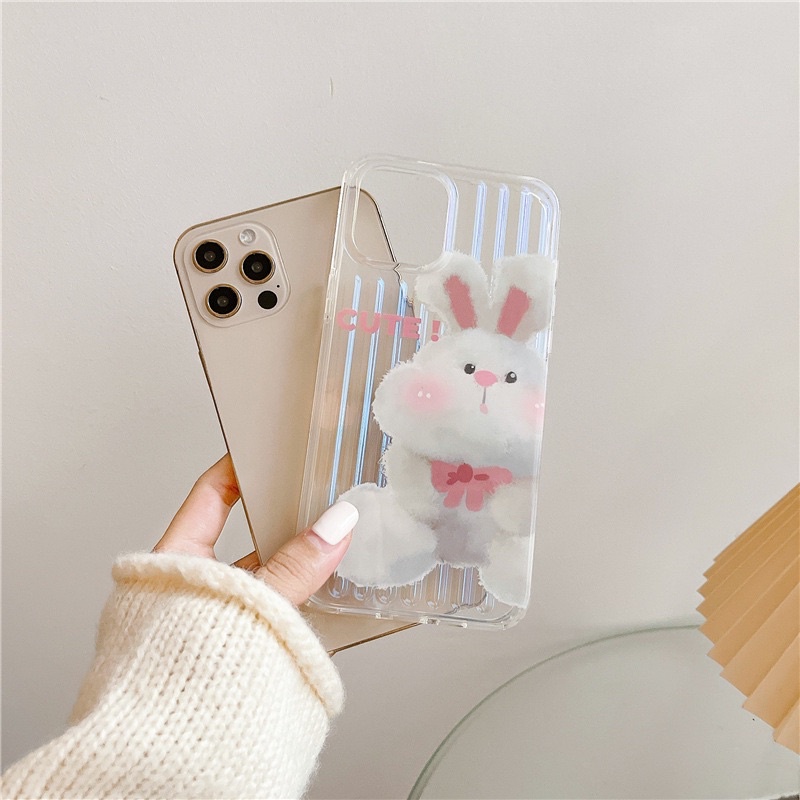 Hologram Bunny Softcase Cute Lucu for iphone 7/8+ XS XS Max XR 11 Pro Max 12 Pro Max