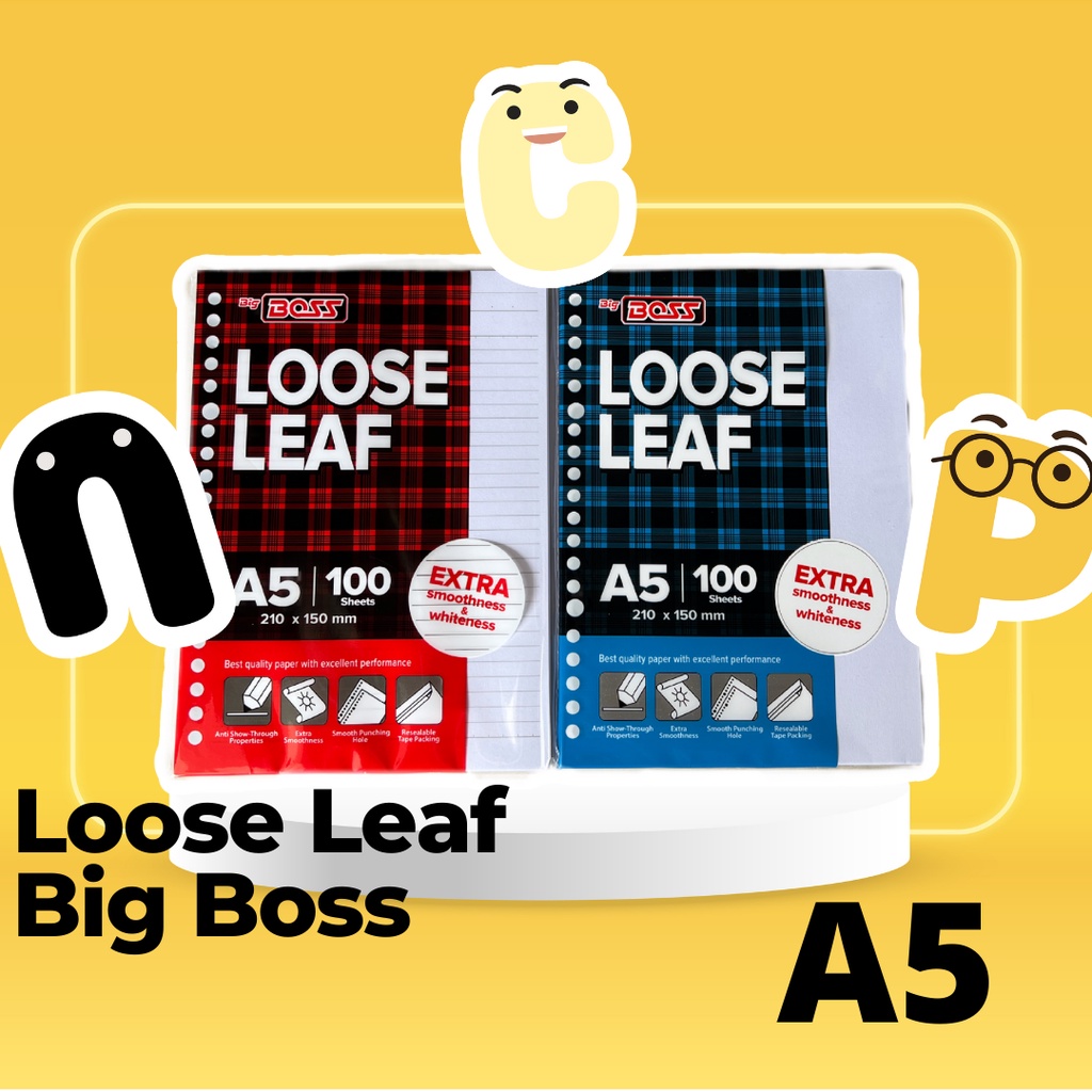 

Loose Leaf Big Boss A5 , 20 Holes - Garis Polos isi 50 & 100 Lembar