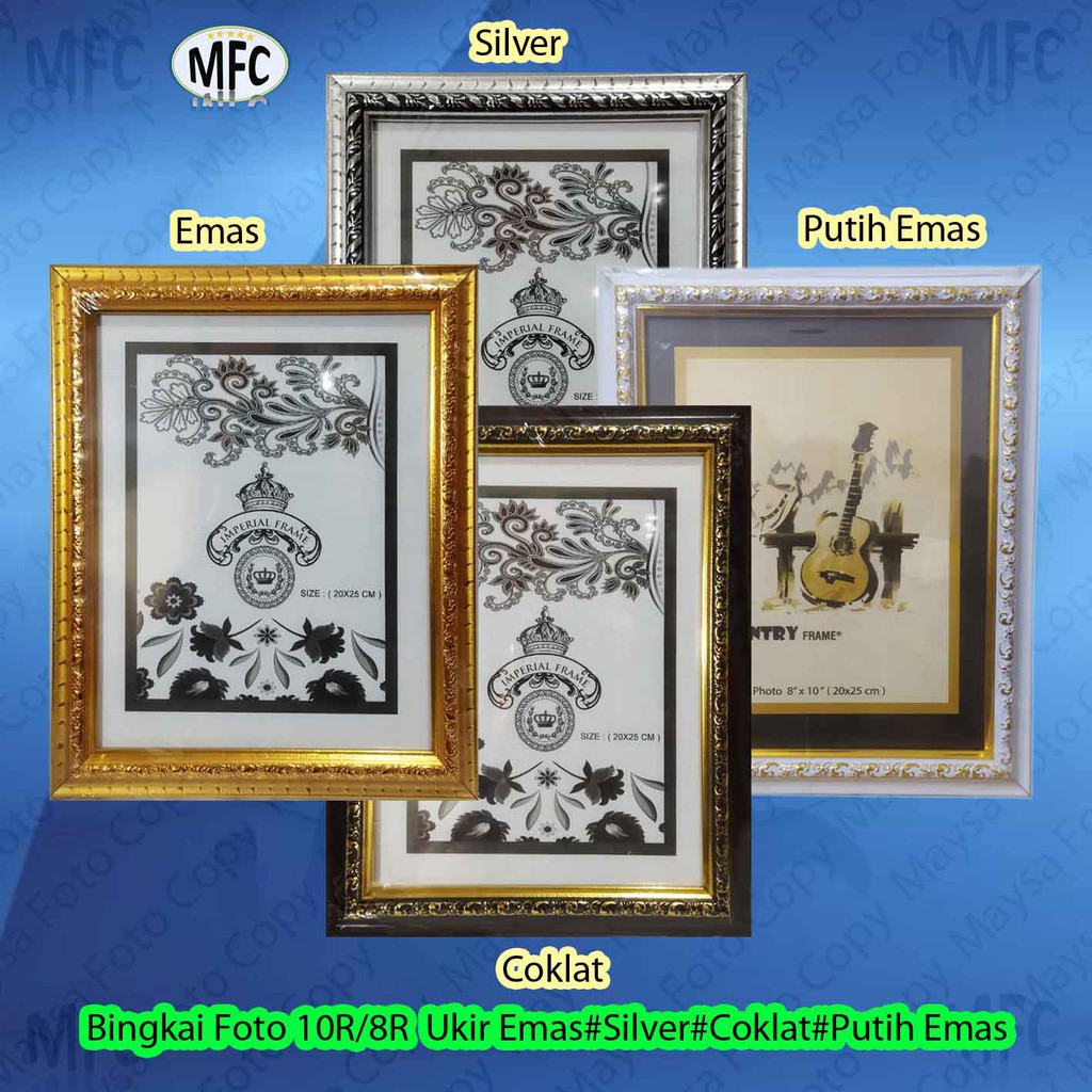 Bingkai foto 8r/10r (20x25) Emas,Silver,Coklat,Putih Emas
