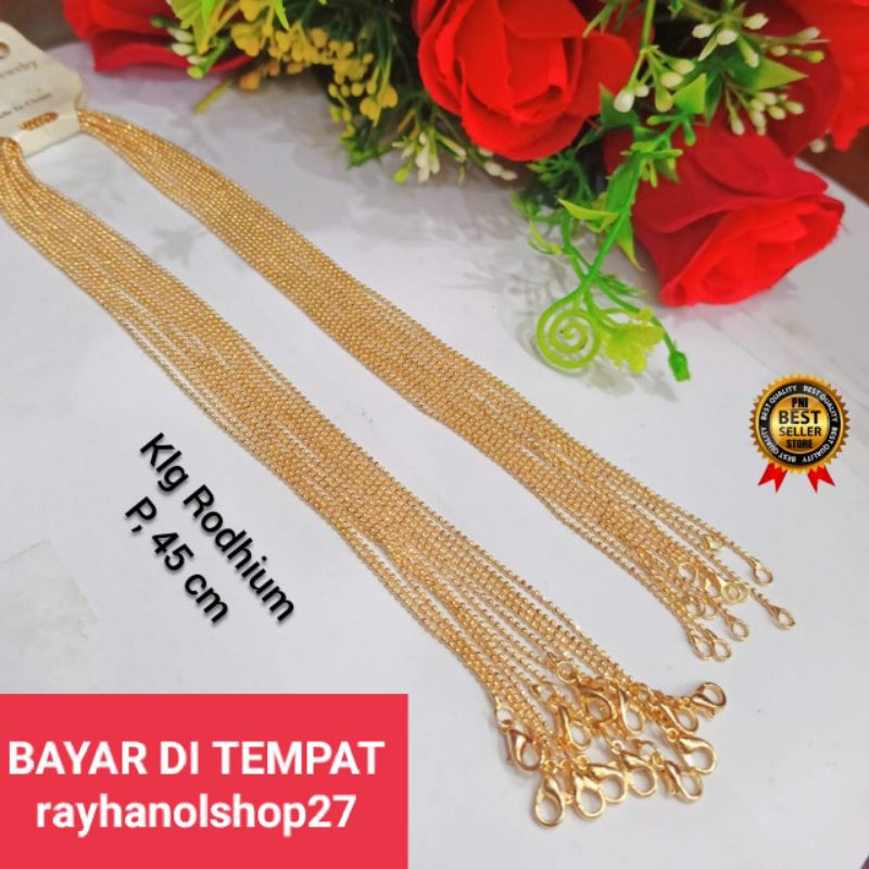 Kalung Rhodium gold 1pcs kalung pria wanita termurah