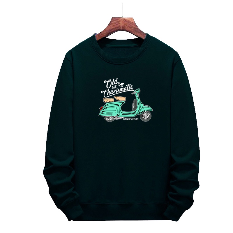 SWEATER CREWNECK DISTRO SABLON VESPA FLEECE TERBARU